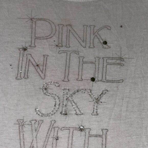 Vintage Y2K VS PINK Short Sleeve Tee PINK IN THE SKY WITH DIAMONDS Rhinestone LG - Picture 7 of 12